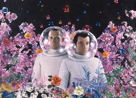 Pierre and Gilles.
The cosmonauts. 
1991. 
Models: Pierre and Gilles.
Unique hand-painted photograph, mounted on aluminum. 
Collection Galerie Jerome de Noirmont, Paris