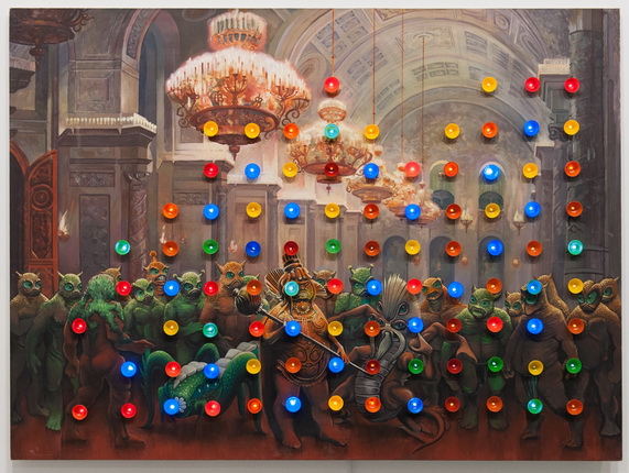 Alexander Savko.
Sleep of reason. 2014.
Oil, plastic, LEDs on canvas.
