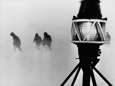 Yuriy Peskov.
Antarctica. Members of scientist observatory “Mirny” can see lighthouse at any weather. 
1966