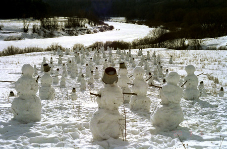 Nikolai Polissky.
From a series “Snowmen”. The Kaluga area. 
2000. 
Museum collection “Moscow House of Photography”