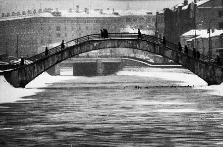 Alexander Abaza.
Snowfall in Moscow. The humpbacked bridge. 
February , 1994