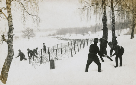 Unknown author.
Dukhovschinsky regiment. Snowball play at front line. 
1914. 
“Moscow House of Photography” Museum