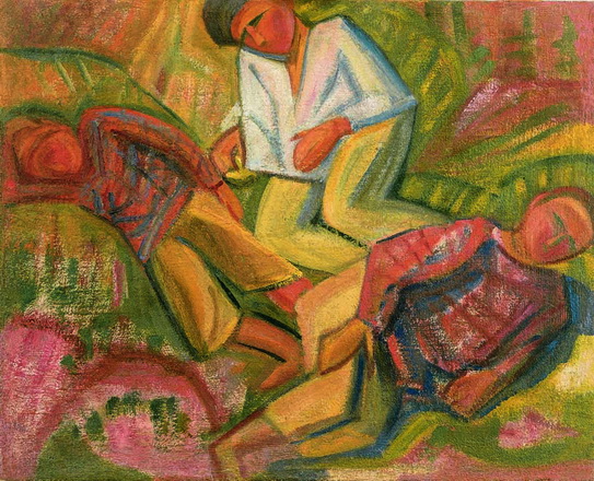 Verigo, Magdalina Bronislavovna (1891 – 1994).
Boy on the Grass. 1921. 
Oil on canvas.
45 х 56.
Private collection, Moscow