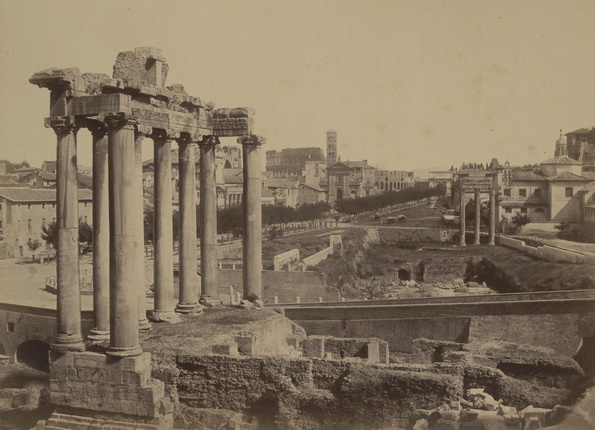 Tommaso Cuccioni. 
The view of the Foro Romano with the Temple of Saturn.
1855.
Albumen print