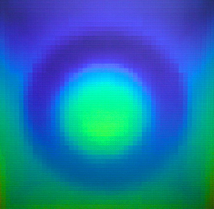 Waldemar Mattis-Teutsch.
Little Moon.
2001.
H.O.E. hologram, glass. 
Artist’s collection