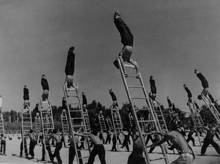 Max Penson.
Collective gymnastics on ladders. 
about 1930