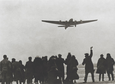 Vladislav Mikosha.
Seeing-off the airplane to the Pole. 
March 22, 1937. 
Collection of Jemma Firsova-Mikosha