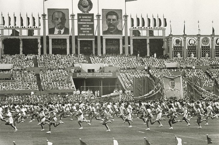 Emmanuil  Evzerikhin. 
Sports parade at Dynamo Stadium.
Moscow, August 1947.
Gelatin silver print from original negative.
Collection of the Multimedia Art Museum, Moscow.