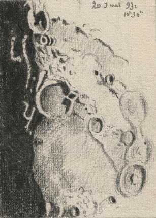 А.П. Ганский.
Зарисовка наблюдений лунных кратеров и гор.
1892.
Бумага, угольный карандаш.
АРАН, ф.543, оп.11, д. 4, л. 5