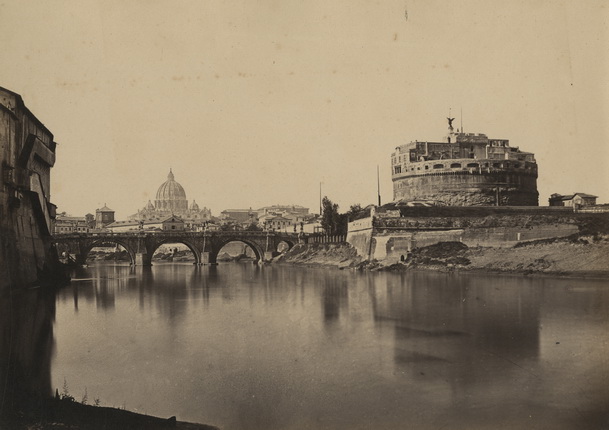 Tommaso Cuccioni.
The view of the Castel Sant'Angelo and the Ponte Sant'Angelo.
1860s.
Albumen print