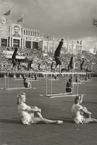 Emmanuil  Evzerikhin. 
Sports parade at Dynamo Stadium
Moscow, August 1947. 
Gelatin silver print from original negative.
Collection of the Multimedia Art Museum, Moscow.