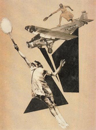 Пётр Галаджев.
Фотоколлаж «Теннисистка». 
1924. 
Галерея Алекса Лахманна (Кёльн)