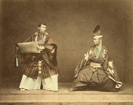 Усуи Сюдзабуро.
Драматические актеры,
1880-е.
Альбуминовый отпечаток, раскраска.
Из собрания МАММ