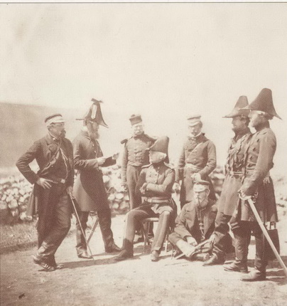 Roger Fenton. Lieutenant-General Sir George Brown with staff officers, 1855.
From Harry Lunn collection, New York. salt print.
