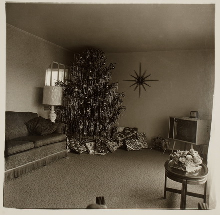Диана Арбус.
Новогодняя ёлка в гостиной, Левиттаун.
США, 1962.
Серебряно-желатиновый отпечаток.
Предоставлено фотомузеем WestLicht, Вена