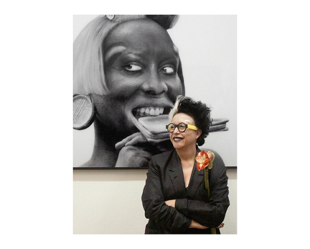 Orlan at the opening of her solo exhibition. Central House of Artists. 2004
Courtesy of MAMM