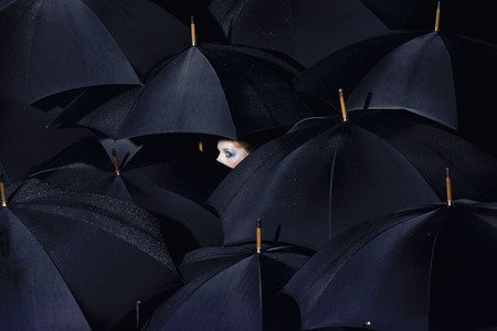 Guy Bourdin.
Umbrellas. French Vogue. 
January, 1977. 
© The Guy Bourdin Estate