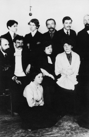 Sergey Yesenin among employees of a printing house of I. D. Sytina. Moscow. 
1913-1914
