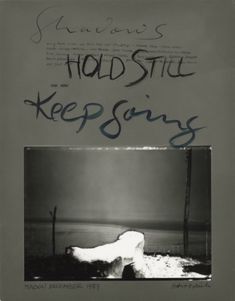 Robert Frank.
Hold Still – Keep Going, Mabou, 1987.
Vintage gelatin-silver print. 35,4 x 27,7 cm.
Collection Fotostiftung Schweiz, Gift from the artist