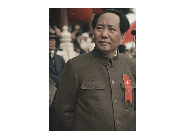 Vladislav Mikosha.
Chairman of the Central Committee of the Communist Party of China and President of the Central Peoples’ Government of People’s Republic of China Mao Zedong at the tower of Tiananmen Square. 
People’s Republic of China, Beijing. 1949.
Collection of Multimedia Art Museum, Moscow.