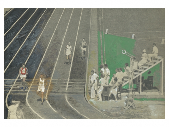Alexander Rodchenko. Running. Dynamo Stadium. 1935. Gelatin silver print, gouache. MAMM collection